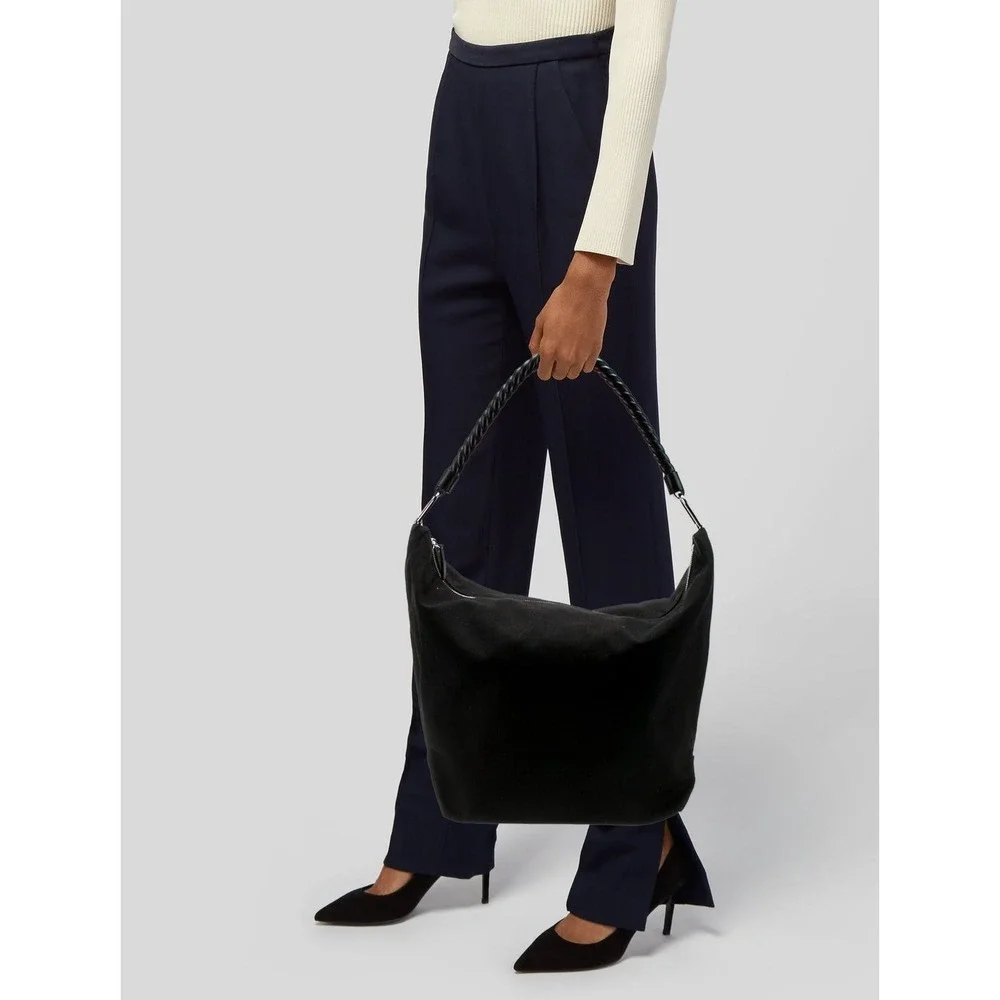 Jenni Kayne Large Black Canvas Day Bag Hobo Shoulder Purse Tote Italy $595